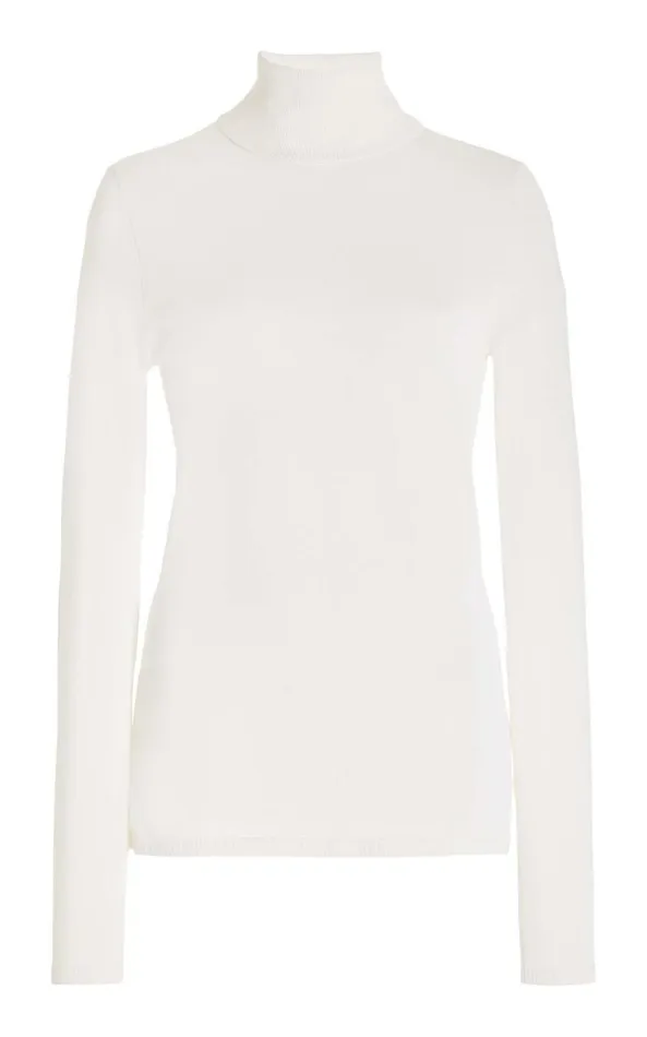 Women Knitwear Gabriela Hearst Costa Knit Turtleneck In Ivory Cashmere Silk