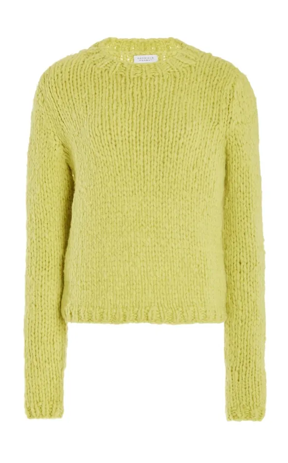 Women Knitwear Gabriela Hearst Dalton Knit Sweater In Lime Adamite Welfat Cashmere