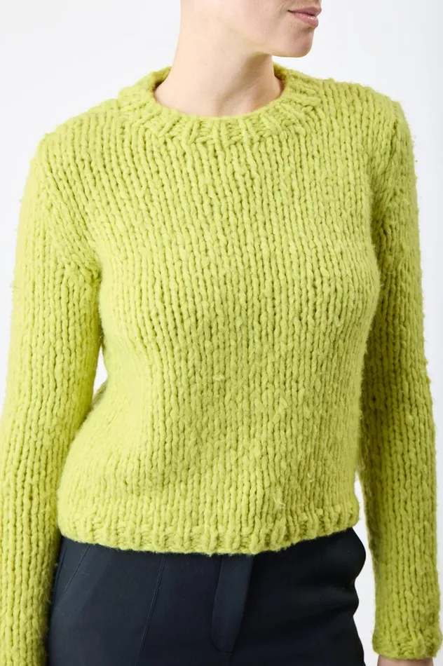 Women Knitwear Gabriela Hearst Dalton Knit Sweater In Lime Adamite Welfat Cashmere