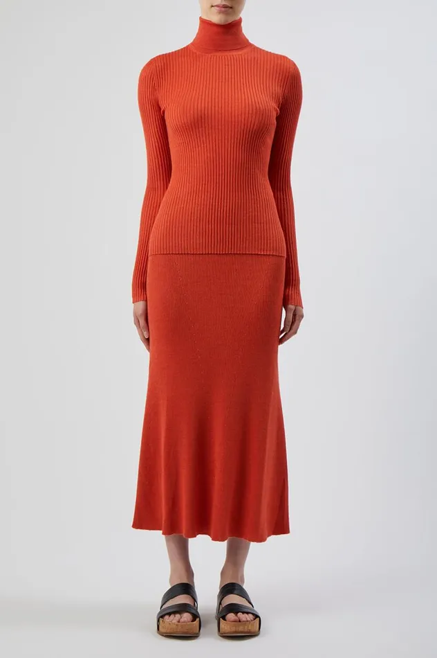 Women Knitwear Gabriela Hearst Epper Knit Skirt In Spice Cashmere Silk
