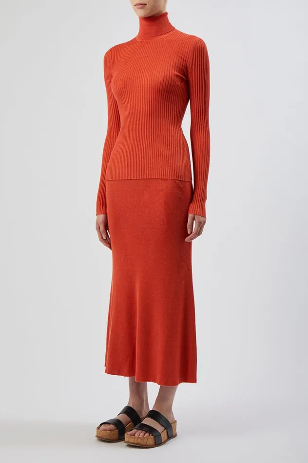 Women Knitwear Gabriela Hearst Epper Knit Skirt In Spice Cashmere Silk