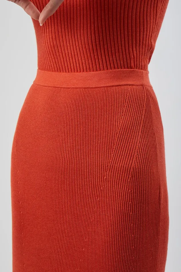 Women Knitwear Gabriela Hearst Epper Knit Skirt In Spice Cashmere Silk
