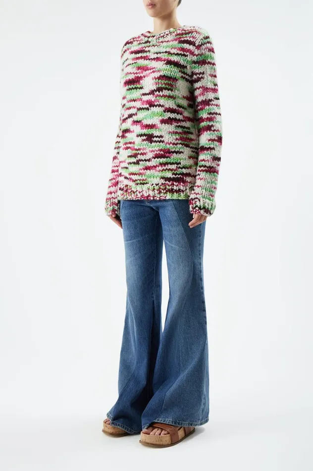 Women Knitwear Gabriela Hearst Lawrence Knit Sweater In Space Dye Jewel Multi Welfat Cashmere