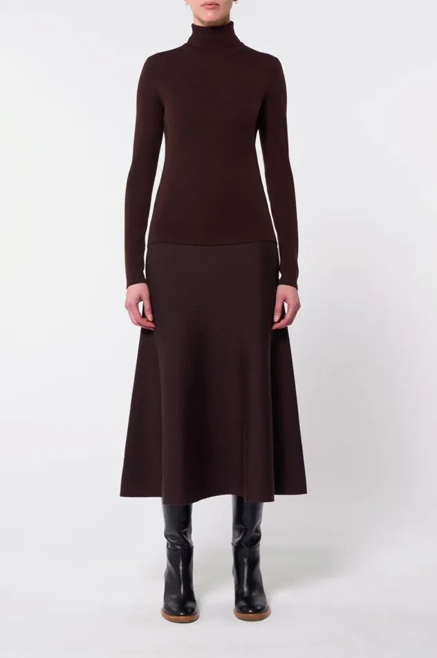 Women Knitwear Gabriela Hearst May Knit Turtleneck In Chocolate Merino Wool Cashmere