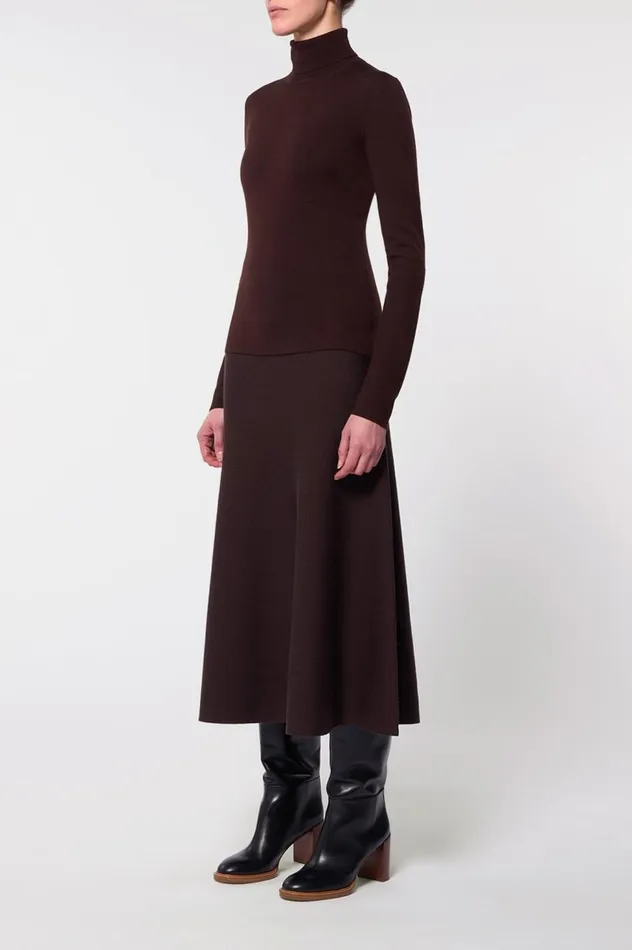 Women Knitwear Gabriela Hearst May Knit Turtleneck In Chocolate Merino Wool Cashmere
