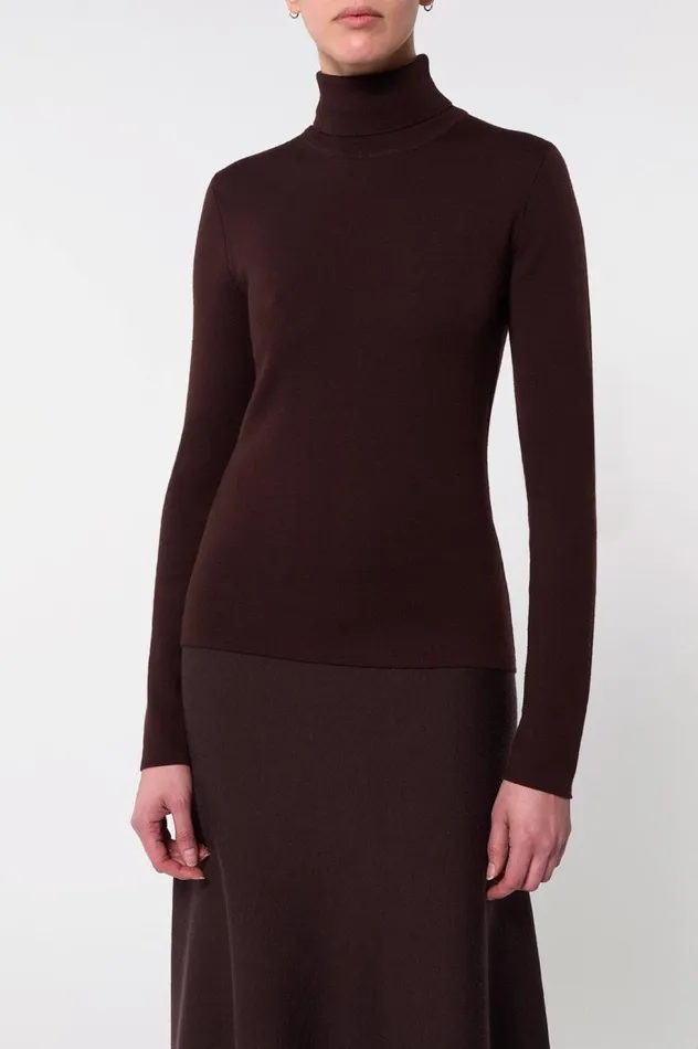 Women Knitwear Gabriela Hearst May Knit Turtleneck In Chocolate Merino Wool Cashmere