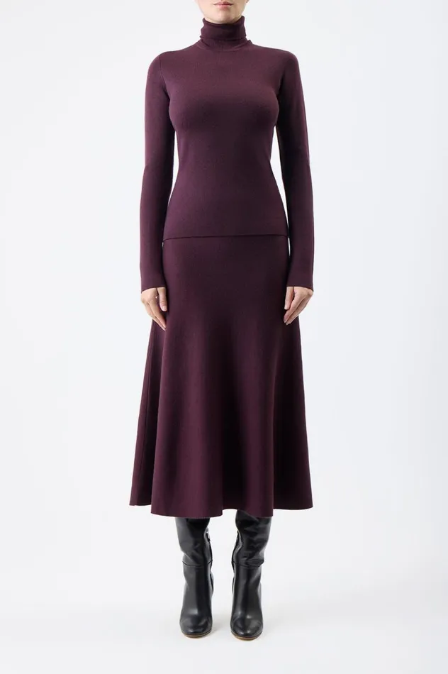 Women Knitwear Gabriela Hearst May Knit Turtleneck In Deep Bordeaux Merino Wool Cashmere