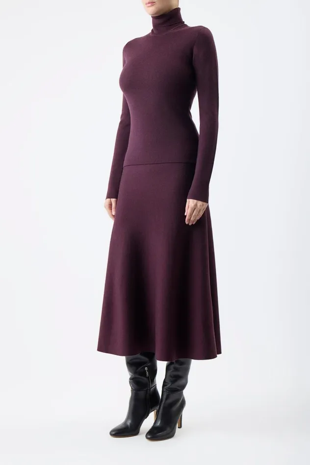 Women Knitwear Gabriela Hearst May Knit Turtleneck In Deep Bordeaux Merino Wool Cashmere