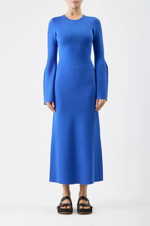 Women Knitwear Gabriela Hearst Palanco Knit Dress In Sapphire Merino Wool Cashmere