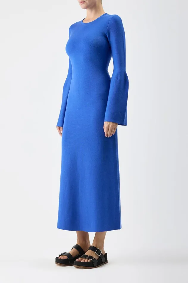 Women Knitwear Gabriela Hearst Palanco Knit Dress In Sapphire Merino Wool Cashmere