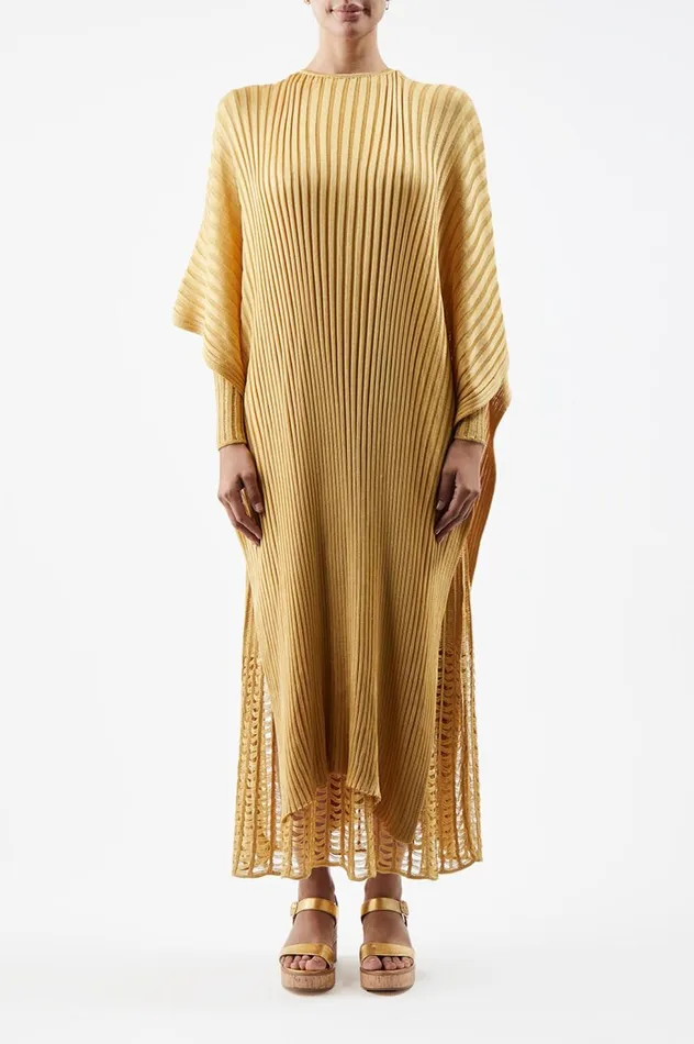 Women Knitwear Gabriela Hearst Taos Knit Poncho In Gold Silk