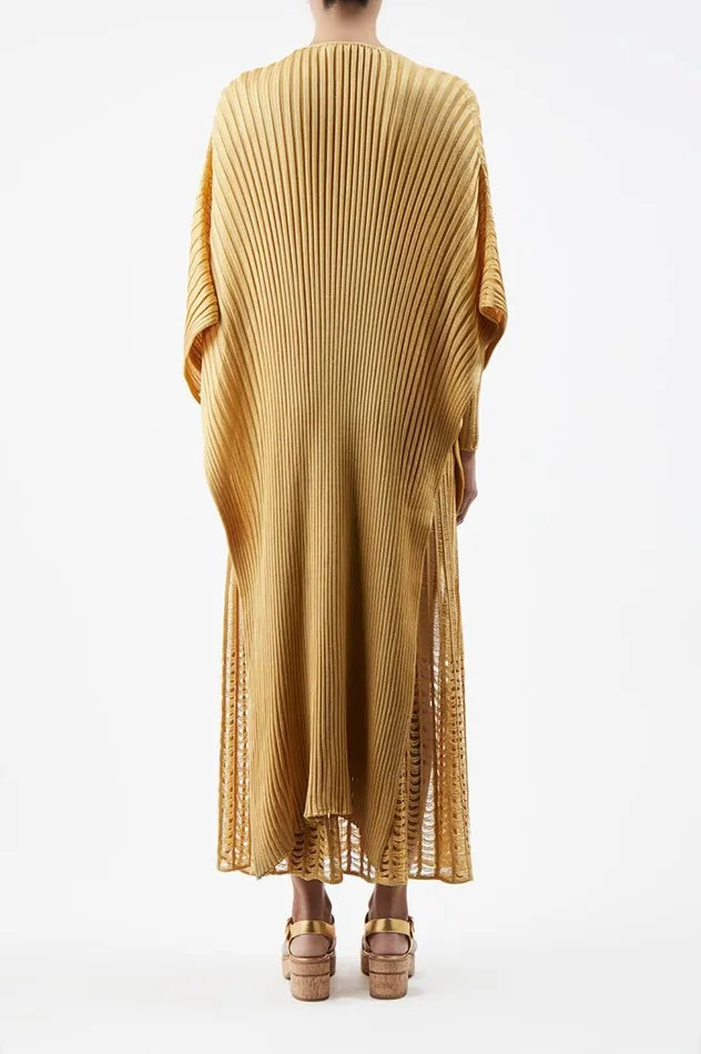Women Knitwear Gabriela Hearst Taos Knit Poncho In Gold Silk