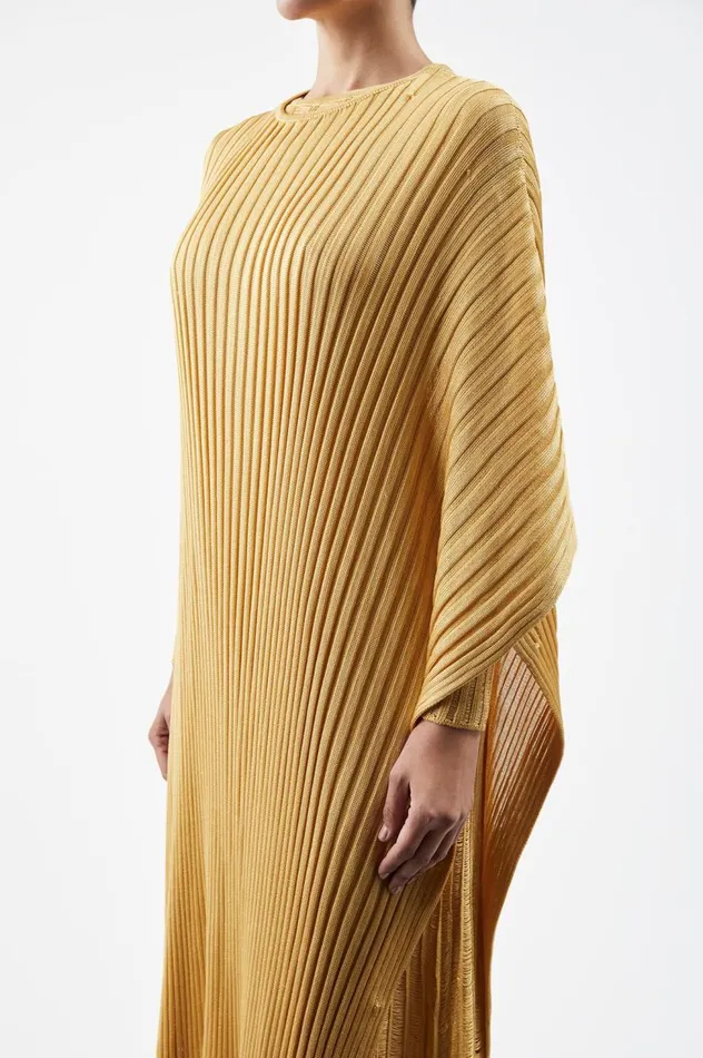 Women Knitwear Gabriela Hearst Taos Knit Poncho In Gold Silk