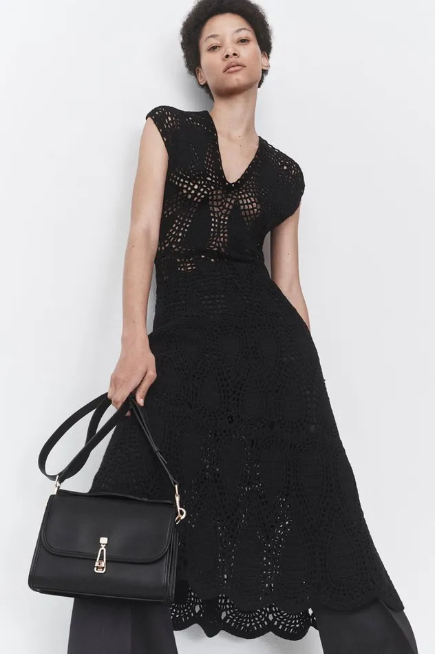 Women Knitwear Gabriela Hearst Waldman Crochet Dress In Black Wool Cashmere