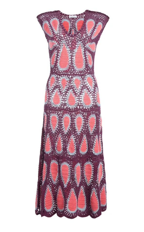 Women Knitwear Gabriela Hearst Waldman Crochet Dress In Italian Plum Wool Cashmere