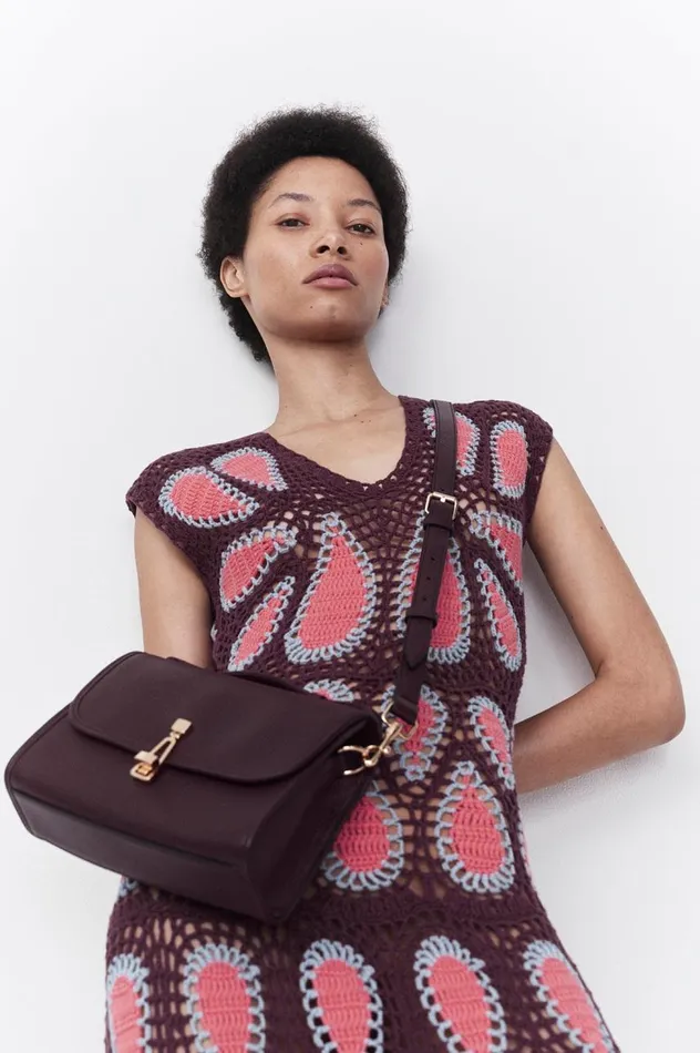 Women Knitwear Gabriela Hearst Waldman Crochet Dress In Italian Plum Wool Cashmere