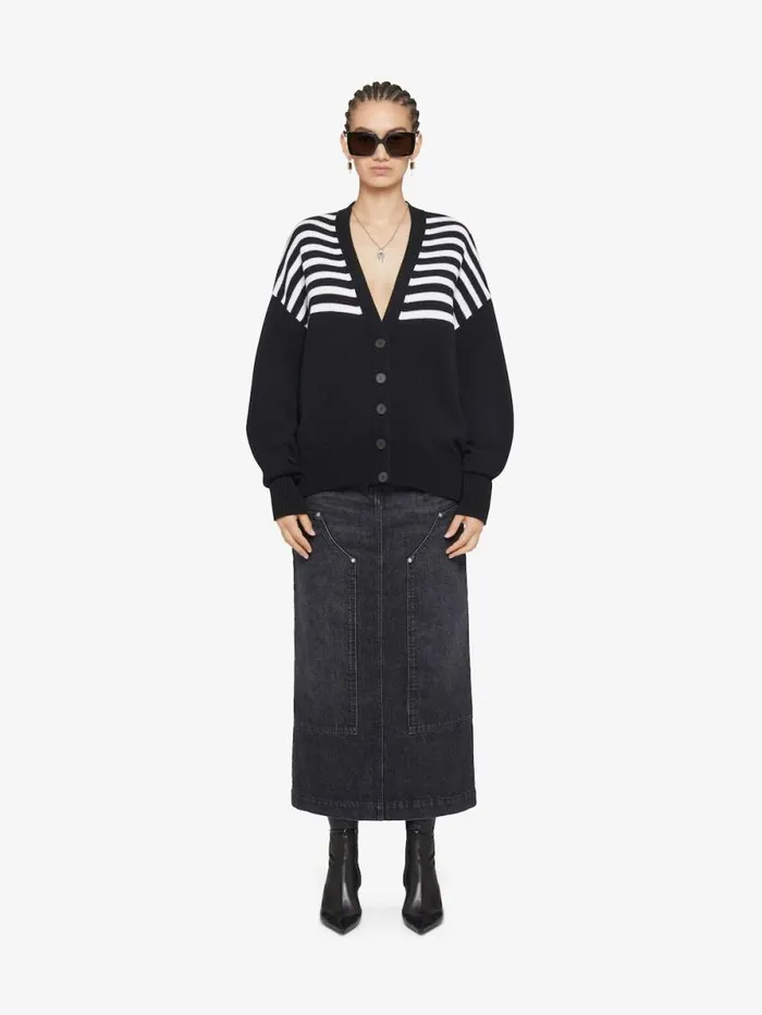 Women Knitwear Givenchy 4G Striped Cardigan In Cotton Black