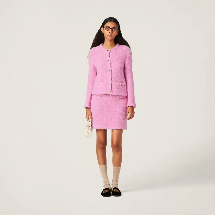 Women Knitwear Miu Miu Cashmere And Silk Skirt Pink Women Knitwear Miu Miu Cashmere And Silk Skirt Pink