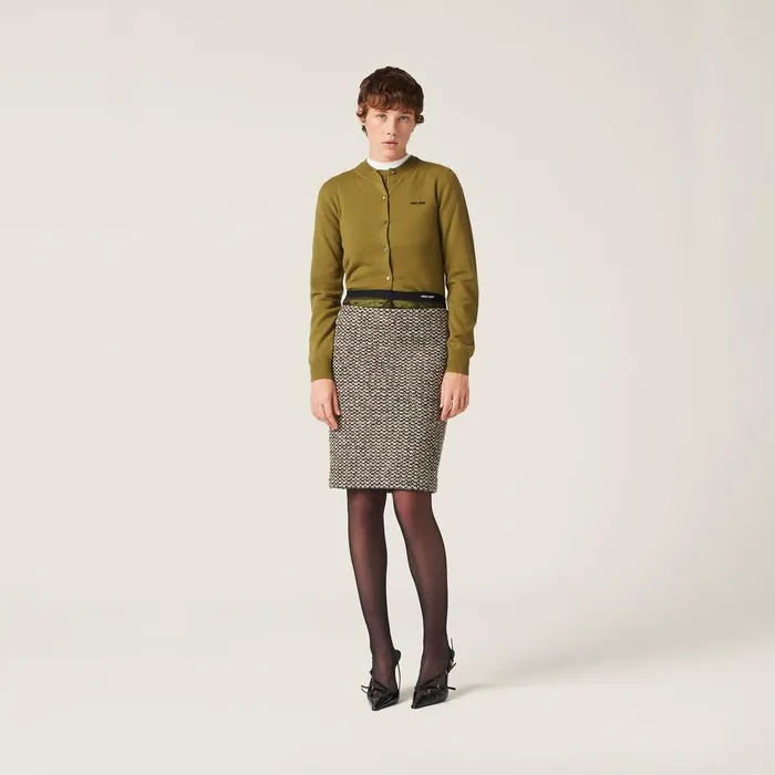 Women Knitwear Miu Miu Cashmere Knit Cardigan Fern Green Women Knitwear Miu Miu Cashmere Knit Cardigan Fern Green