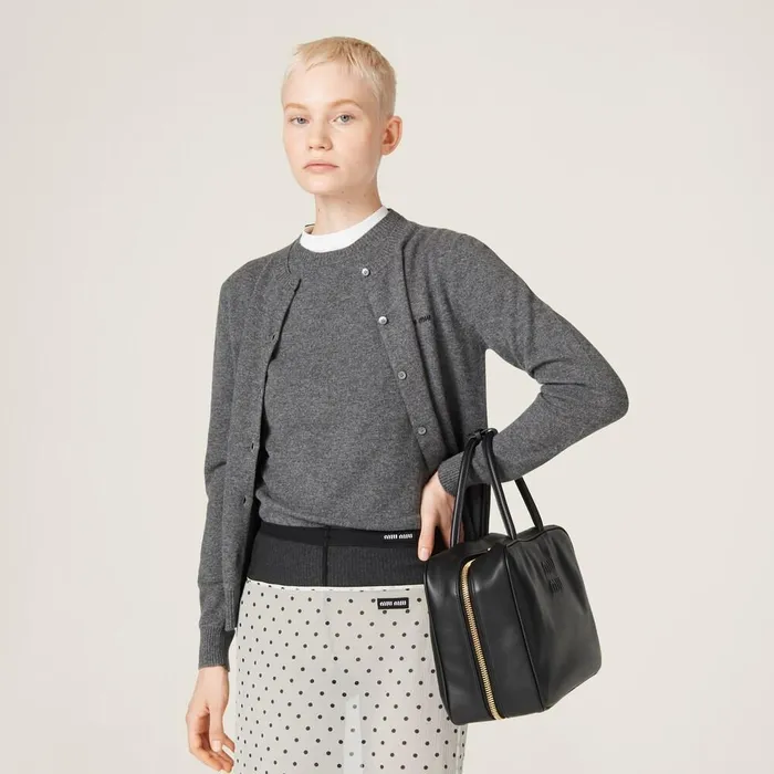 Women Knitwear Miu Miu Cashmere Sweater Slate Gray Women Knitwear Miu Miu Cashmere Sweater Slate Gray