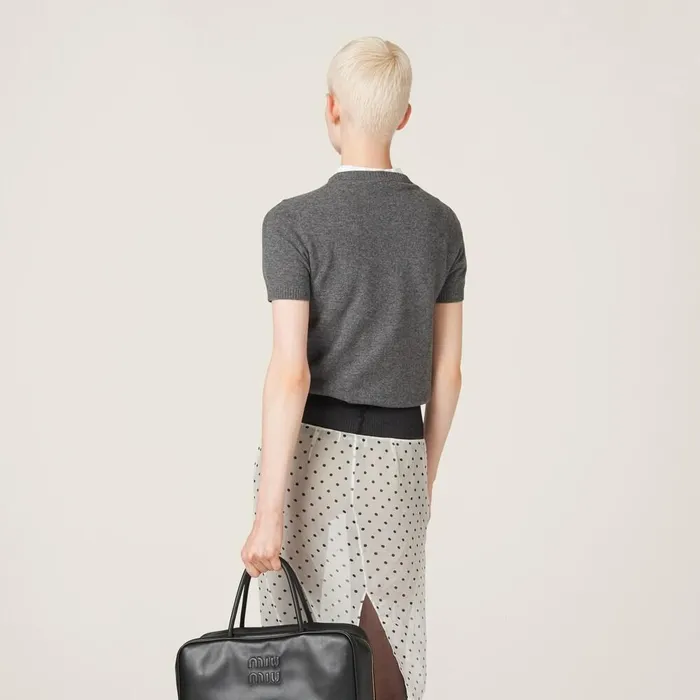 Women Knitwear Miu Miu Cashmere Sweater Slate Gray Women Knitwear Miu Miu Cashmere Sweater Slate Gray