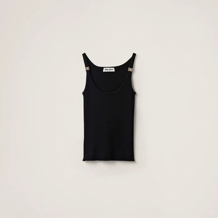 Women Knitwear Miu Miu Knit Tank Top Black