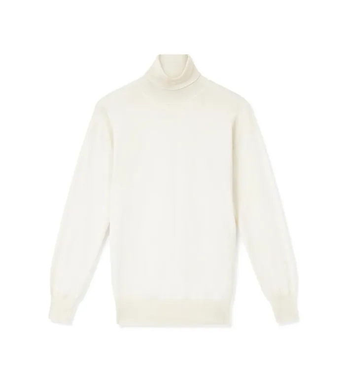 Women Knitwear Tom Ford Fine Cashmere Silk Turtleneck Chalk