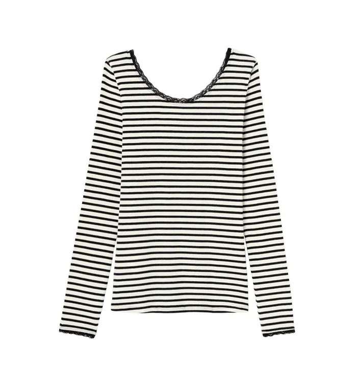 Women Lace Detail Ribbed Top 8211 Navy Blue Stripes Promod Tops Women Lace Detail Ribbed Top 8211 Navy Blue Stripes Promod Tops