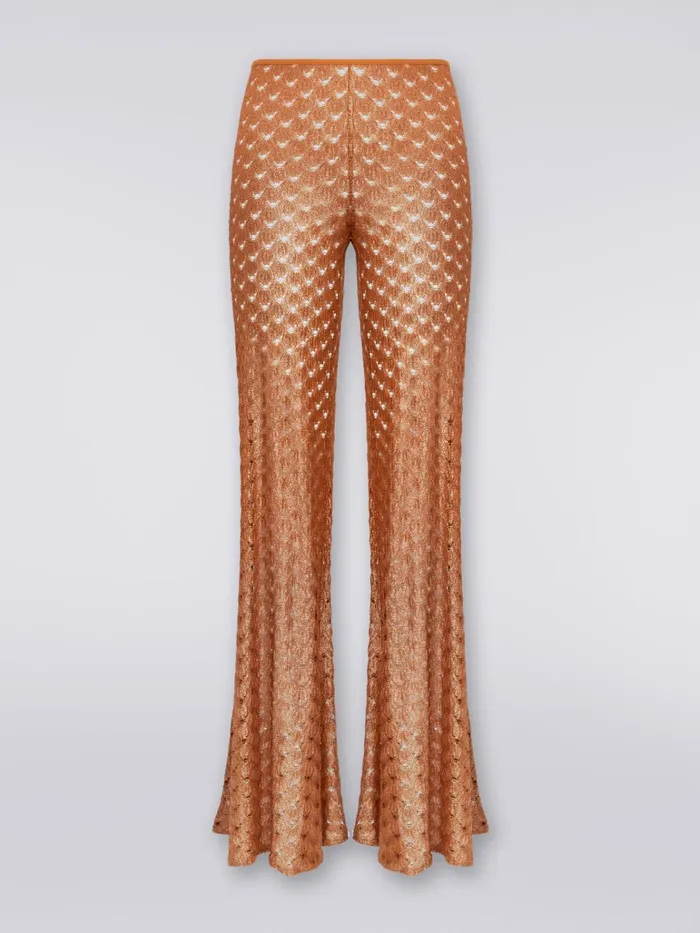 Women LaceEffect Cover Up Trousers With Flared Hem Brown Lam Missoni Beachwear