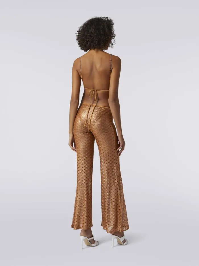 Women LaceEffect Cover Up Trousers With Flared Hem Brown Lam Missoni Beachwear