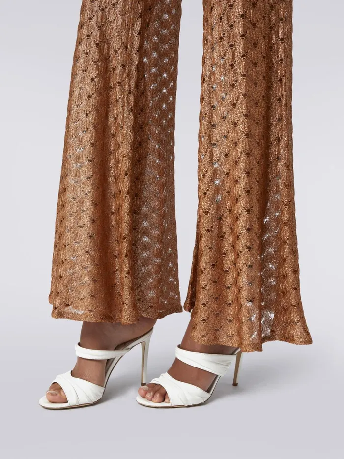 Women LaceEffect Cover Up Trousers With Flared Hem Brown Lam Missoni Beachwear