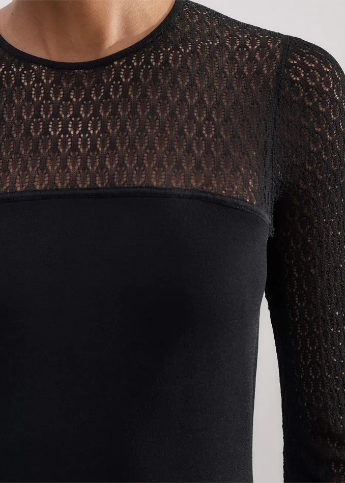 Women Lace Stitch Evening Maxi Dress Black MEEM