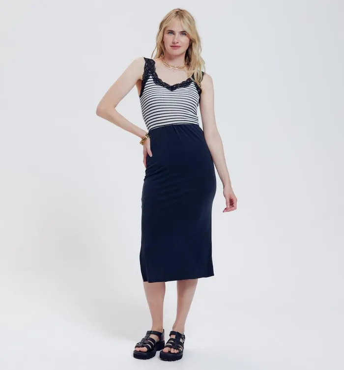 Women Lace Strap Top 8211 Black Stripes Promod Tops Women Lace Strap Top 8211 Black Stripes Promod Tops