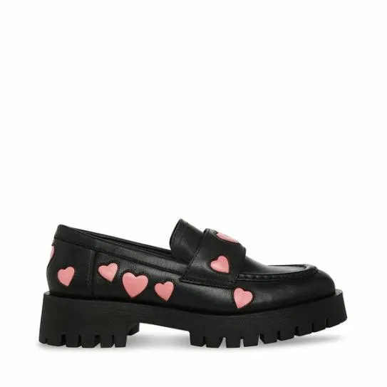 Women LAWRENCEH BLACK LEATHER Black Leather Steve Madden Loafers and Flats