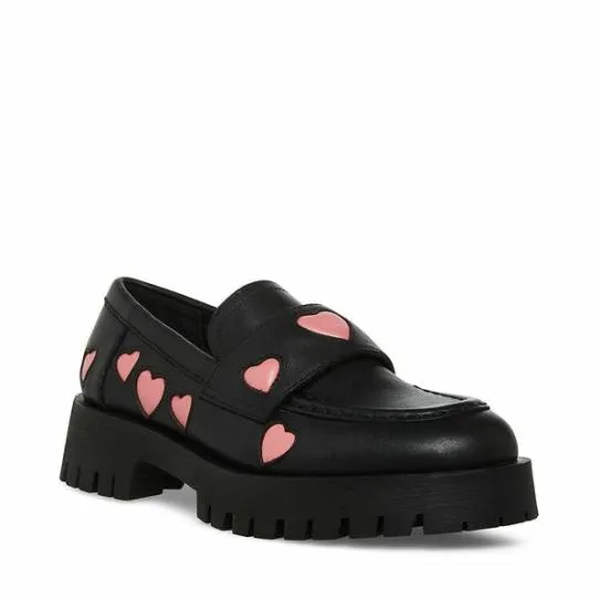 Women LAWRENCEH BLACK LEATHER Black Leather Steve Madden Loafers and Flats Women LAWRENCEH BLACK LEATHER Black Leather Steve Madden Loafers and Flats