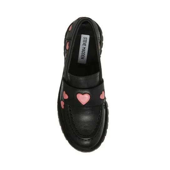 Women LAWRENCEH BLACK LEATHER Black Leather Steve Madden Loafers and Flats Women LAWRENCEH BLACK LEATHER Black Leather Steve Madden Loafers and Flats