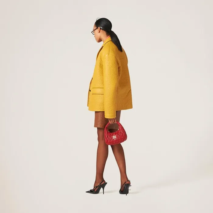 Women Leather Miu Miu Nappa Leather Jacket Maize Yellow Women Leather Miu Miu Nappa Leather Jacket Maize Yellow