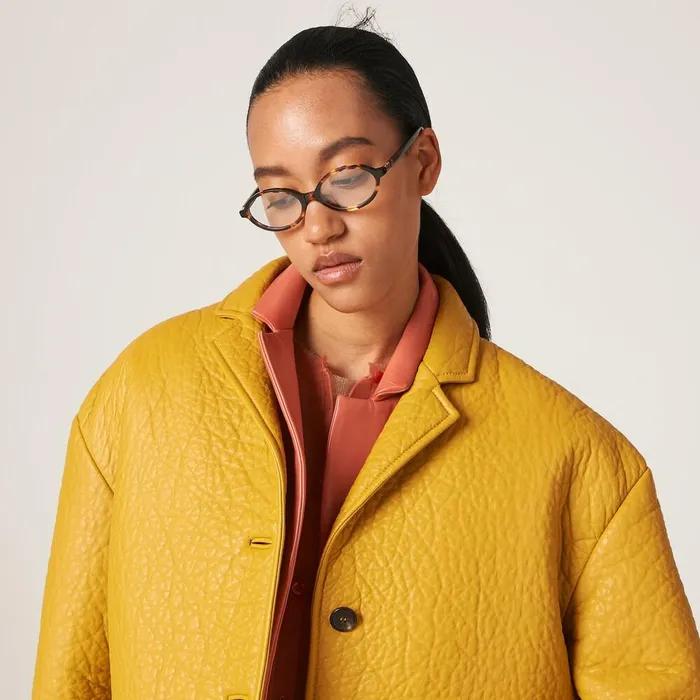 Women Leather Miu Miu Nappa Leather Jacket Maize Yellow Women Leather Miu Miu Nappa Leather Jacket Maize Yellow
