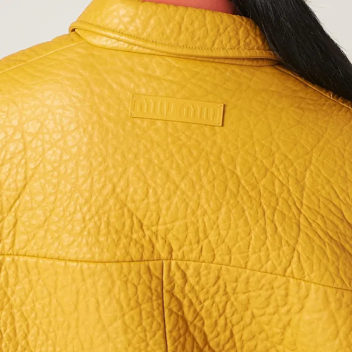 Women Leather Miu Miu Nappa Leather Jacket Maize Yellow Women Leather Miu Miu Nappa Leather Jacket Maize Yellow