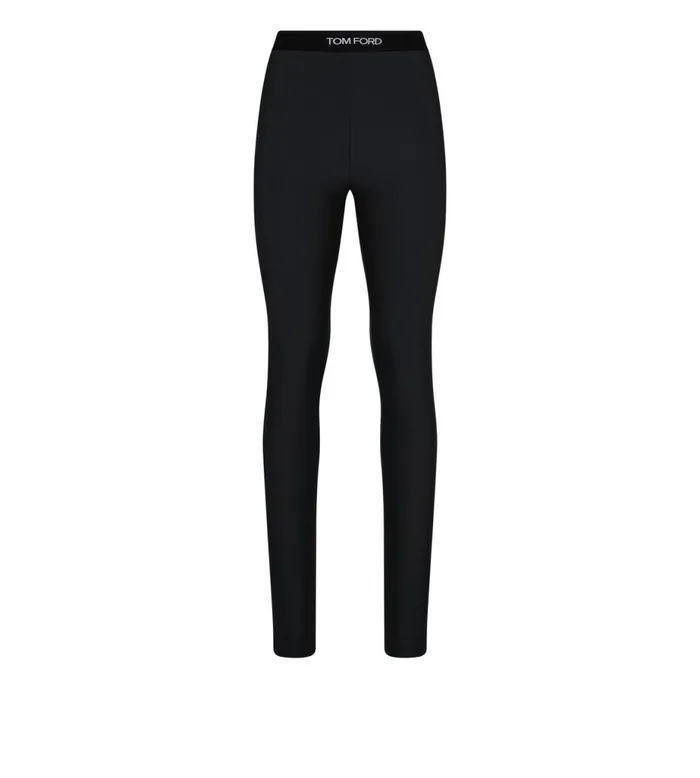 Women Leggings Tom Ford Stretch Lycra Logoed Leggings Black