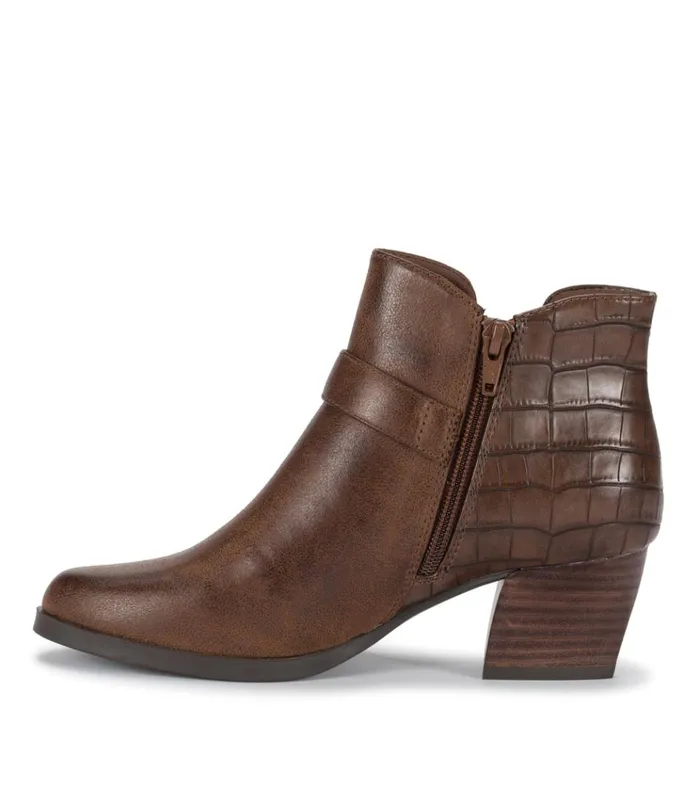 Women Lexis Block Heel Bootie Brush Brown Croco Baretraps Booties