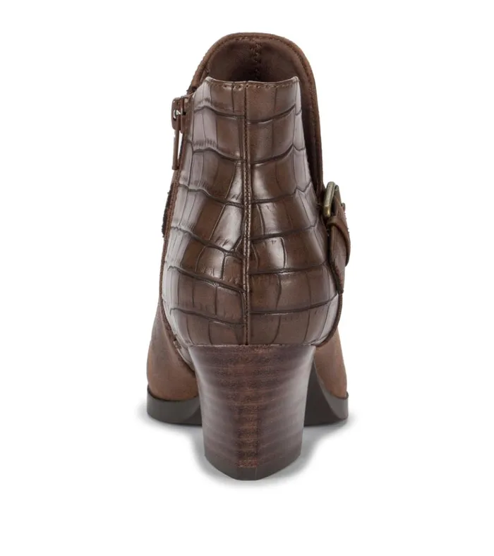 Women Lexis Block Heel Bootie Brush Brown Croco Baretraps Booties