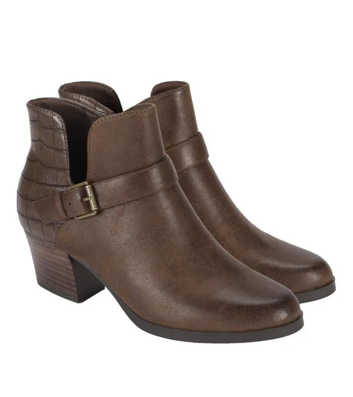 Women Lexis Block Heel Bootie Brush Brown Croco Baretraps Booties
