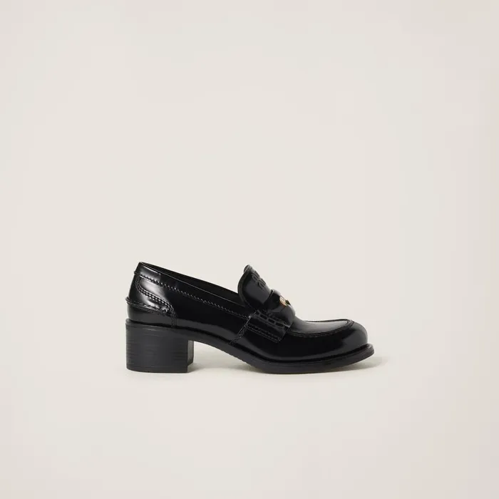 Women Loafers And LaceUps Miu Miu Brushed Leather Loafers Black Women Loafers And LaceUps Miu Miu Brushed Leather Loafers Black
