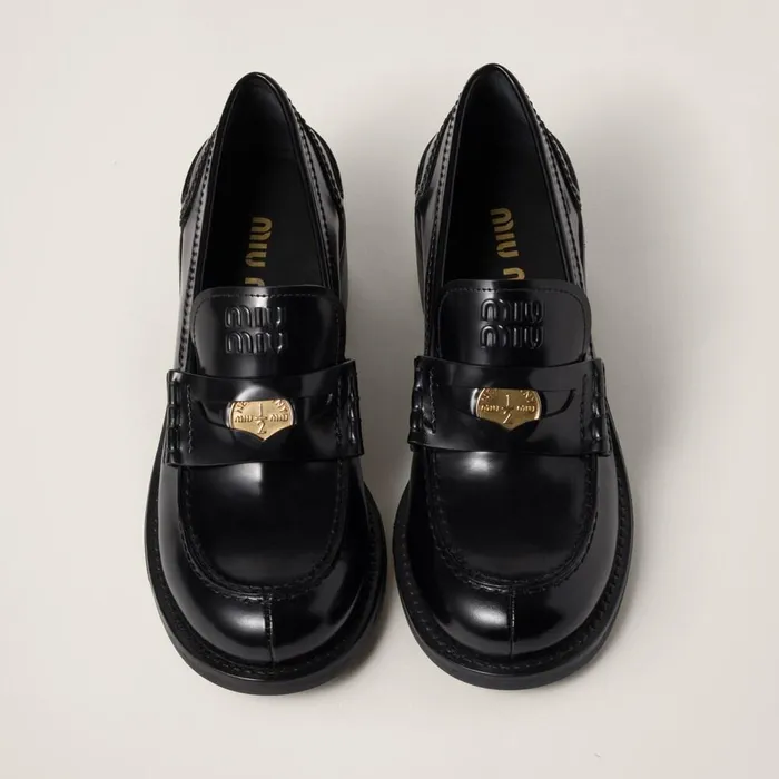 Women Loafers And LaceUps Miu Miu Brushed Leather Loafers Black Women Loafers And LaceUps Miu Miu Brushed Leather Loafers Black