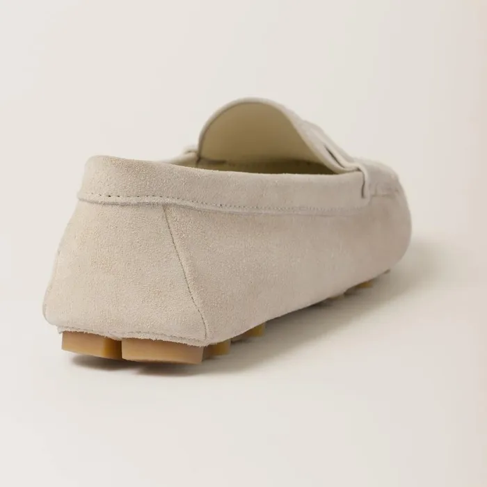 Women Loafers And LaceUps Miu Miu Suede Driving Shoes Chalk Women Loafers And LaceUps Miu Miu Suede Driving Shoes Chalk