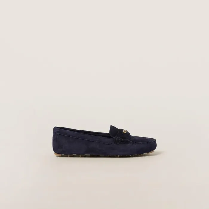 Women Loafers And LaceUps Miu Miu Suede Driving Shoes Navy Women Loafers And LaceUps Miu Miu Suede Driving Shoes Navy