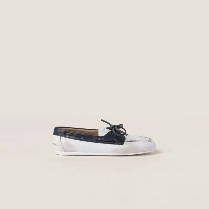 Women Loafers And LaceUps Miu Miu Unlined Bleached Twotone Leather Loafers Whiteblue Women Loafers And LaceUps Miu Miu Unlined Bleached Twotone Leather Loafers Whiteblue