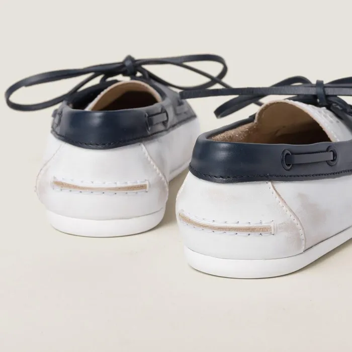 Women Loafers And LaceUps Miu Miu Unlined Bleached Twotone Leather Loafers Whiteblue Women Loafers And LaceUps Miu Miu Unlined Bleached Twotone Leather Loafers Whiteblue