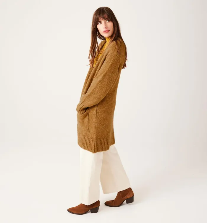 Women Long Cardigan 8211 Chestnut Brown Promod Jumpers And Cardigans